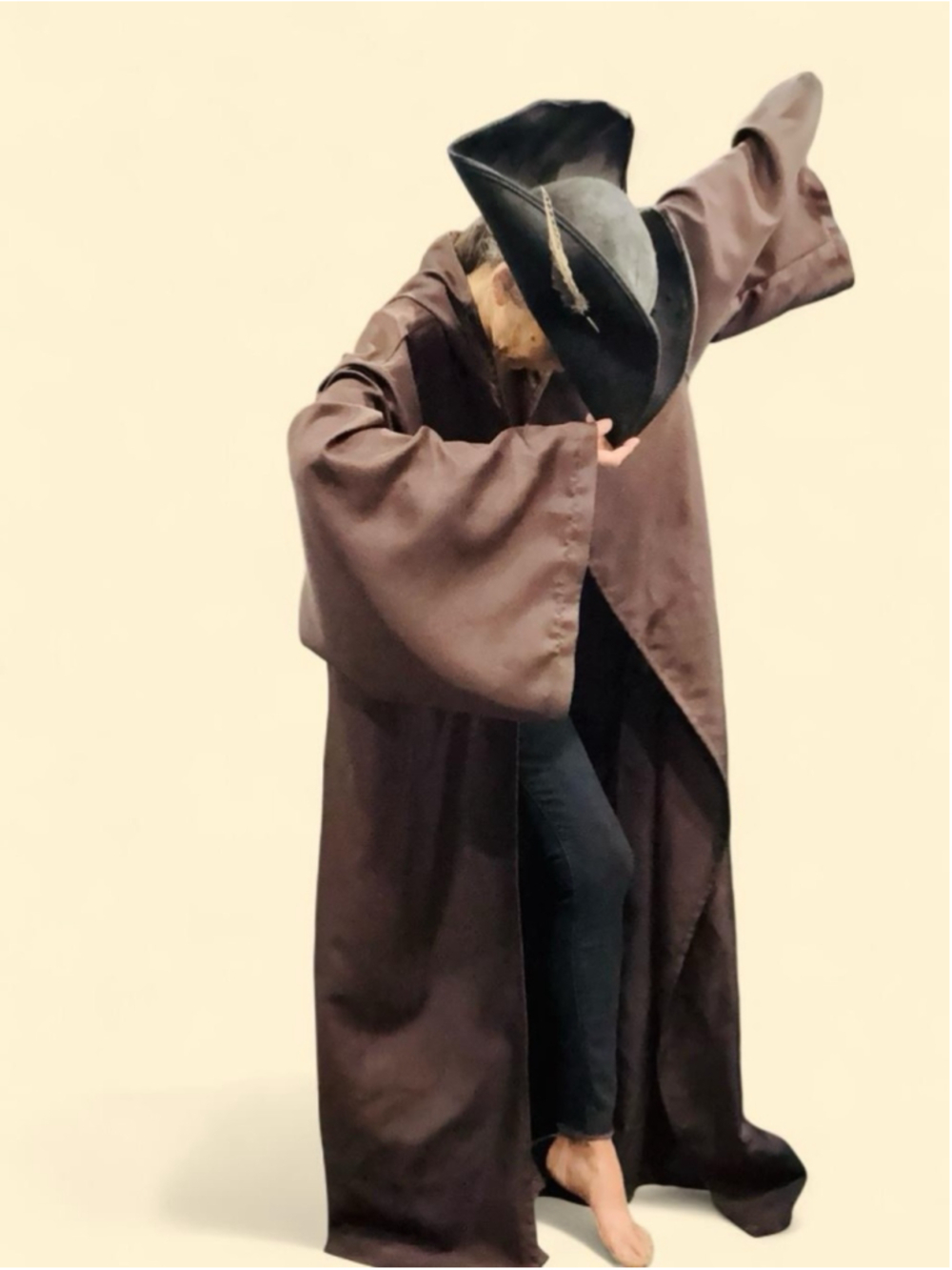 Elope Pirate Costume Brown Hooded Cape Cloak & Tricorn Hat Adult One Size